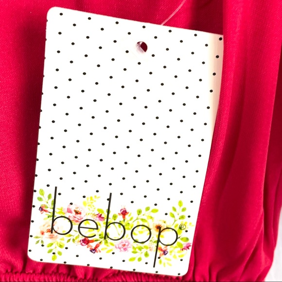 Bebop Red Size Small Shirt Style Adjustable Sleeve Elastic Waist Light Dress NWT - Picture 4 of 10